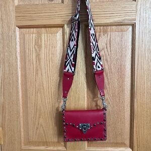 Red Studded Crossbody Bag